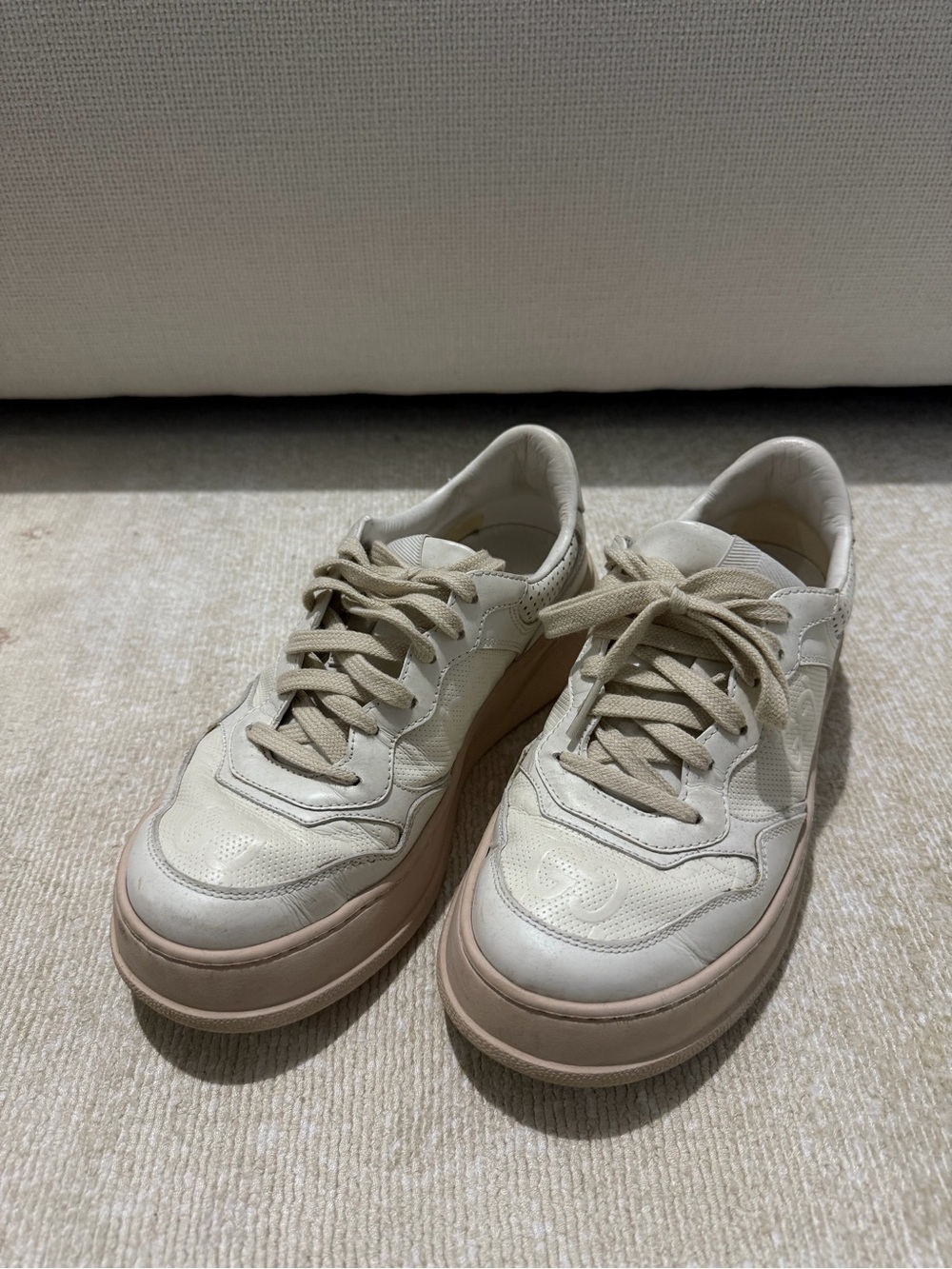 Women’s Cream Platform Lace-Up Sneakers